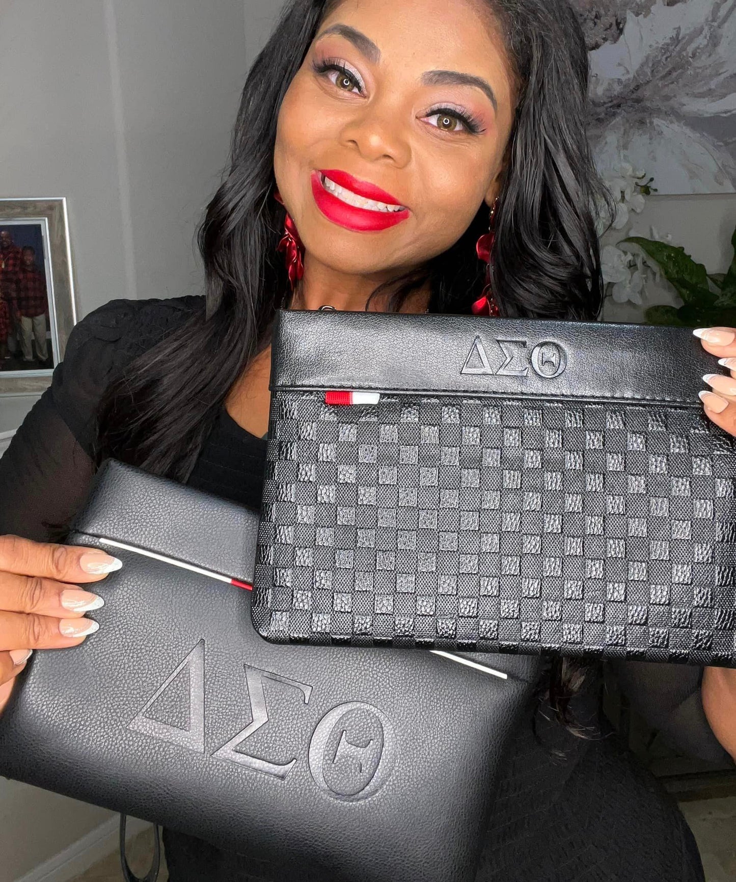 3 in 1 ΔΣΘ Checkered Clutch